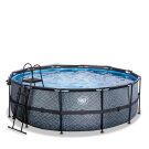 EXIT Stone Pool ø427x122cm mit Sandfilterpumpe und Abdeckung - grau