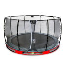 EXIT Elegant Premium Inground-Trampolin ø427cm mit Deluxe Sicherheitsnetz - rot