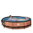 EXIT Wood Pool ø360x76cm mit Filterpump und Sonnensegel - braun
