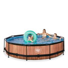 EXIT Wood Pool &oslash;360x76cm mit Filterpumpe - braun
