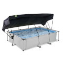 EXIT Soft Grey Pool 300x200x65cm mit Filterpumpe und Sonnensegel - grau