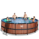 EXIT Wood Pool &oslash;488x122cm mit Filterpumpe - braun