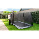 EXIT InTerra ebenerdiges Trampolin 244x427cm mit Sicherheitsnetz - grau