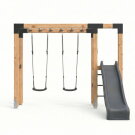 EXIT Linea Robust 110 Holz-Monkeybar mit Doppelschaukel und Rutsche