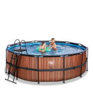 EXIT Wood Pool &oslash;427x122cm mit Sandfilterpumpe - braun