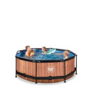 EXIT Wood Pool &oslash;244x76cm mit Filterpumpe - braun