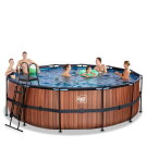 EXIT Wood Pool ø450x122cm mit Filterpumpe - braun