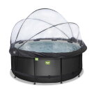 EXIT Black Leather Pool &oslash;360x122cm mit Sandfilterpumpe und Abdeckung und W&auml;rmepumpe - schwarz