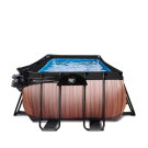 EXIT Wood Pool 400x200x122cm mit Sandfilterpumpe und Abdeckung und W&auml;rmepumpe - braun