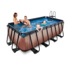 EXIT Wood Pool 400x200x122cm mit Sandfilterpumpe - braun