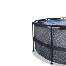 EXIT Stone Pool ø427x122cm mit Sandfilterpumpe und Abdeckung - grau