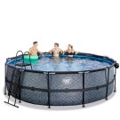 EXIT Stone Pool &oslash;450x122cm mit Sandfilterpumpe und Abdeckung - grau