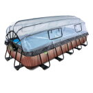 EXIT Wood Pool 540x250x100cm mit Filterpumpe und Abdeckung - braun