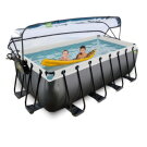 EXIT Black Leather Pool 400x200x122cm mit Sandfilterpumpe und Abdeckung - schwarz