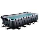 EXIT Black Leather Pool 540x250x122cm mit Sandfilterpumpe und Abdeckung und Wärmepumpe - schwarz