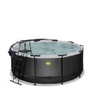 EXIT Black Leather Pool ø360x122cm mit Sandfilterpumpe und Abdeckung - schwarz