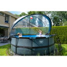 EXIT Stone Pool ø427x122cm mit Sandfilterpumpe und Abdeckung - grau