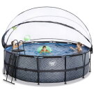 EXIT Stone Pool &oslash;450x122cm mit Sandfilterpumpe und Abdeckung - grau