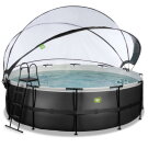 EXIT Black Leather Pool &oslash;450x122cm mit Sandfilterpumpe und Abdeckung und Zubeh&ouml;rset - schwarz
