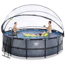 EXIT Stone Pool &oslash;450x122cm mit Sandfilterpumpe und Abdeckung - grau