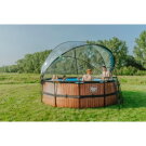 EXIT Wood Pool ø427x122cm mit Sandfilterpumpe und Abdeckung - braun