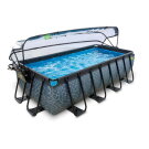 EXIT Stone Pool 400x200x100cm mit Sandfilterpumpe und Abdeckung - grau