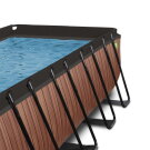 EXIT Wood Pool 400x200x122cm mit Sandfilterpumpe und Abdeckung und W&auml;rmepumpe - braun