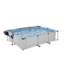 EXIT Soft Grey Pool 300x200x65cm mit Filterpumpe und Abdeckung - grau