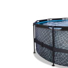 EXIT Stone Pool ø488x122cm mit Sandfilterpumpe und Abdeckung und Wärmepumpe - grau