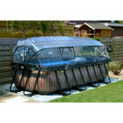 EXIT Stone Pool 400x200x100cm mit Sandfilterpumpe und Abdeckung - grau
