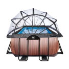 EXIT Wood Pool 540x250x122cm mit Sandfilterpumpe und Abdeckung und Wärmepumpe - braun