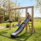 EXIT Linea Massiv 140 Holzschaukel mit Rutsche und Turnringen