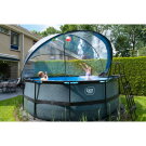 EXIT Stone Pool ø427x122cm mit Sandfilterpumpe und Abdeckung - grau