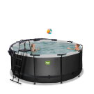 EXIT Black Leather Pool ø360x122cm mit Sandfilterpumpe und Abdeckung - schwarz