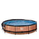 EXIT Wood Pool ø360x76cm mit Filterpump und Sonnensegel - braun