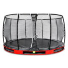 EXIT Elegant Premium Inground-Trampolin ø427cm mit Deluxe Sicherheitsnetz - rot