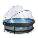 EXIT Stone Pool Ø300x76cm mit Filterpumpe & Abdeckung – Grau