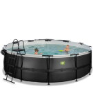 EXIT Black Leather Pool ø488x122cm mit Sandfilterpumpe und Abdeckung und Zubehörset - schwarz