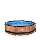 EXIT Wood Pool ø300x76cm mit Filterpumpe - braun