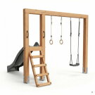 EXIT Linea Massiv 140 Holzschaukel mit Rutsche und Turnringen