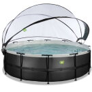 EXIT Black Leather Pool &oslash;488x122cm mit Sandfilterpumpe und Abdeckung - schwarz
