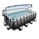 EXIT Black Leather Pool 400x200x122cm mit Sandfilterpumpe und Abdeckung und W&auml;rmepumpe - schwarz