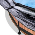 EXIT Wood Pool Ø300x76cm mit Filterpumpe & Abdeckung – Braun