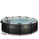 EXIT Black Leather Pool ø450x122cm mit Sandfilterpumpe und Abdeckung - schwarz
