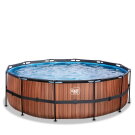 EXIT Wood Pool ø450x122cm mit Sandfilterpumpe - braun