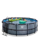 EXIT Stone Pool ø427x122cm mit Sandfilterpumpe und Abdeckung - grau