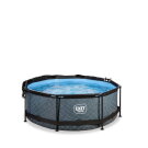 EXIT Stone Pool ø244x76cm mit Filterpump und Sonnensegel - grau