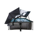 EXIT Black Wood Pool 220x150x65cm mit Filterpumpe und Abdeckung und Sonnensegel - schwarz