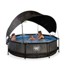 EXIT Black Wood Pool &oslash;300x76cm mit Filterpump und Sonnensegel - schwarz