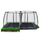 EXIT InTerra ebenerdiges Trampolin 244x427cm mit Sicherheitsnetz - grau